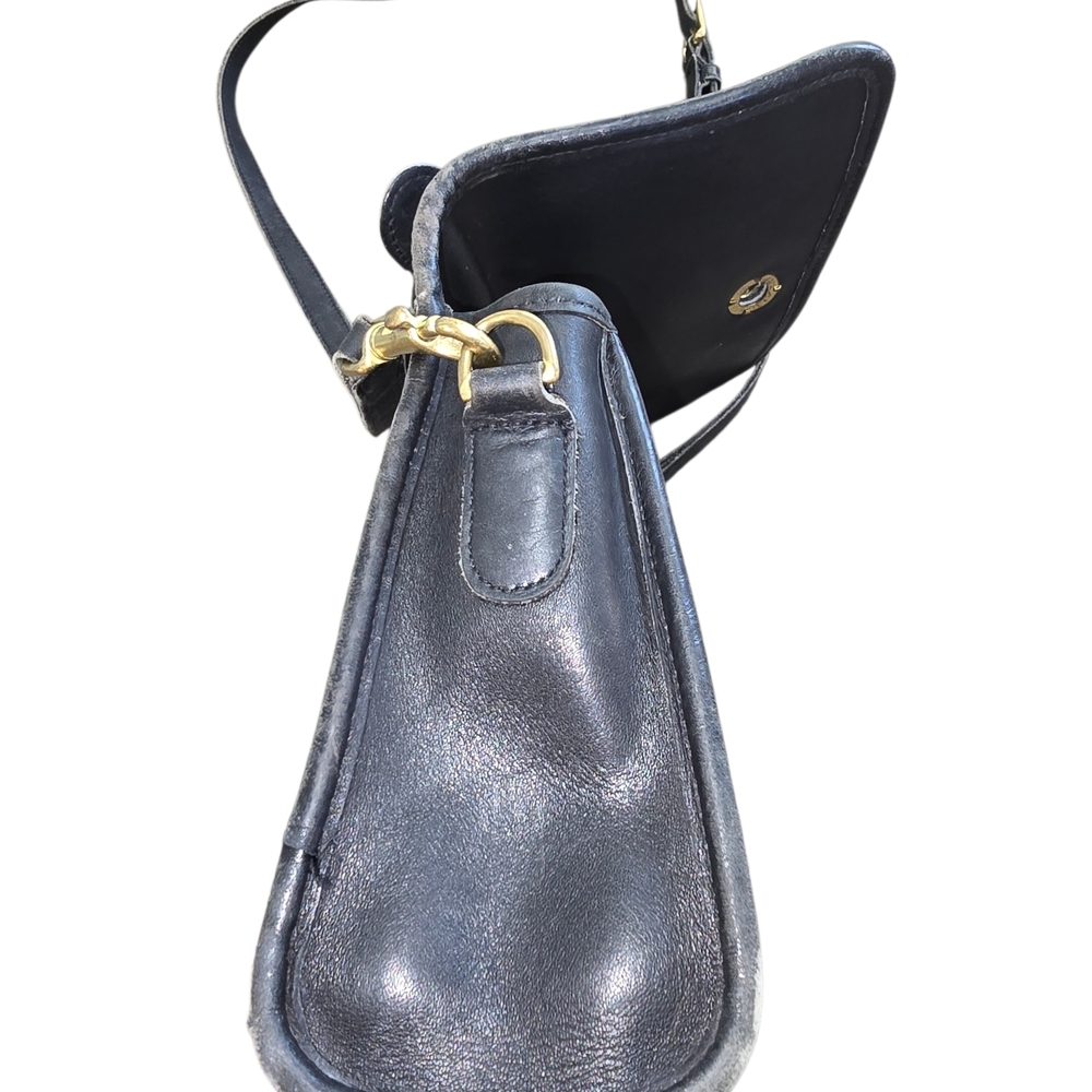 Coach Black Leather Crossbody Bag with Gold Accents - Picture 11 of 12